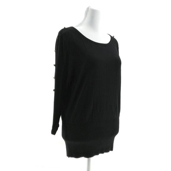 Objects Dart Sweaters - Objects Dart Black Sweater with Button Detailing - Women's Size Small - Chic